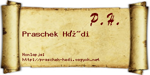 Praschek Hédi névjegykártya